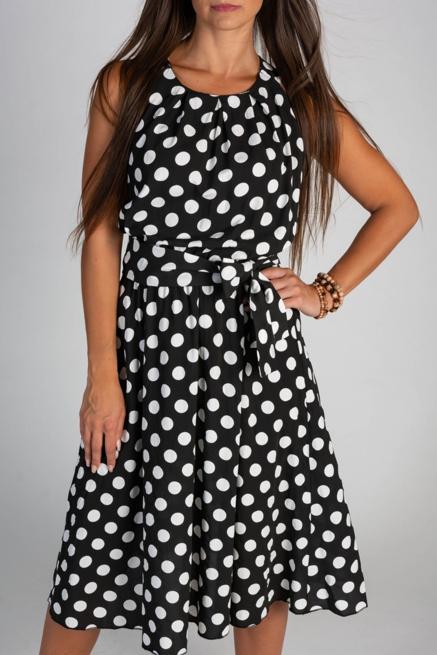 Donna NEO IMAGE | Abito Midi Con Stampa A Pois Moulisha, Nero