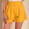 Donna OCHIRLY | Shorts Con Vita Alta, Elastico E Cintura, Giallo