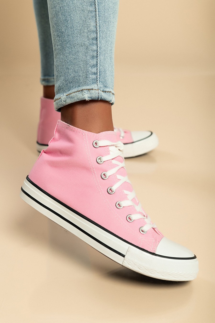 Scarpe E Accessori AMANDA INGROSSO CALZATURE | Sneaker Fashion Alta In Tessuto, Colore Rosa