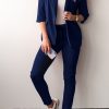 Donna NEO IMAGE | Completo Giacca E Pantaloni Manica 3/4, Blu Scuro