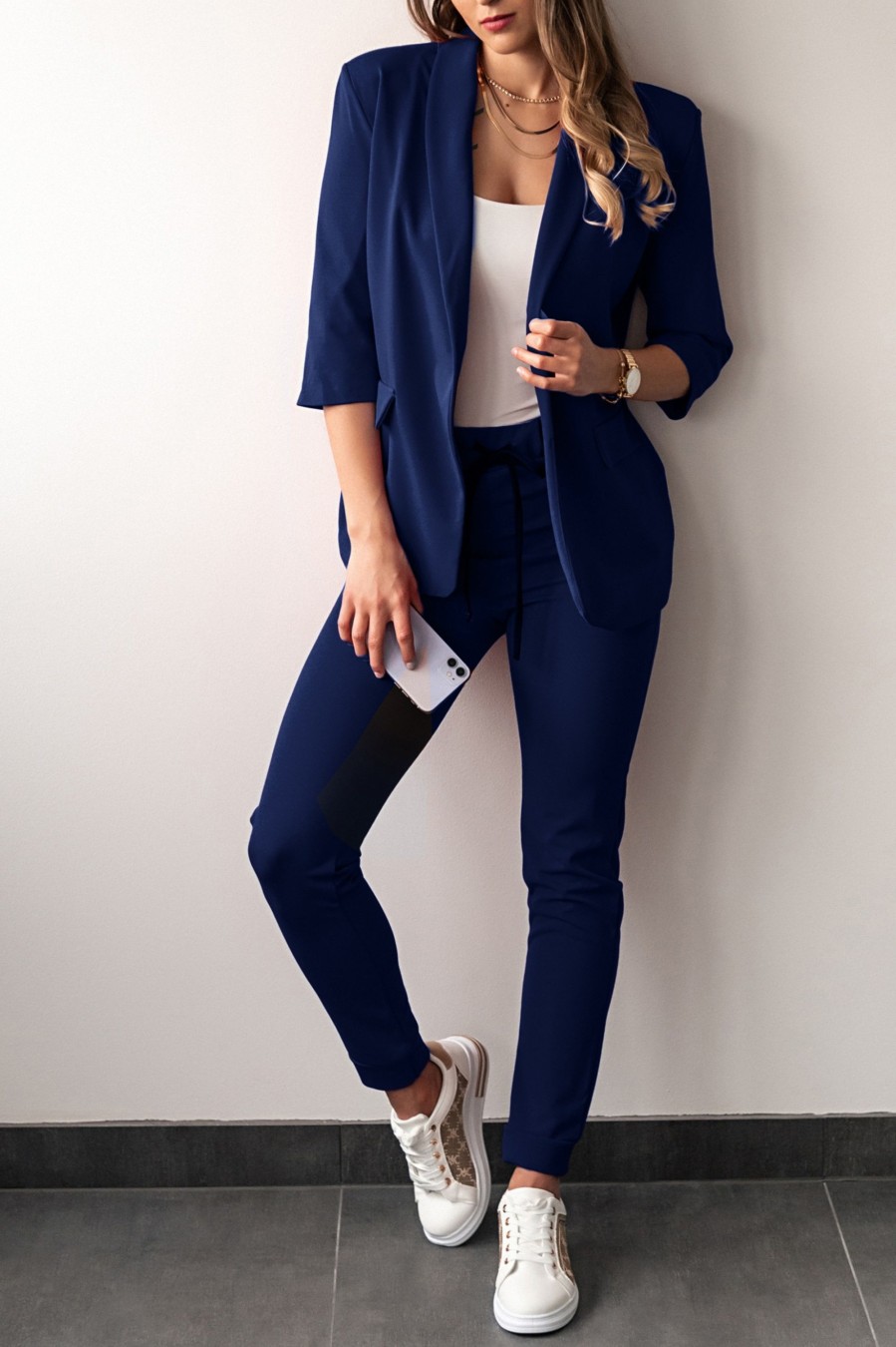 Donna NEO IMAGE | Completo Giacca E Pantaloni Manica 3/4, Blu Scuro