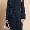 Donna PRONTO MODA ELENE | Elegante Trench Con Bottoni, Blu Scuro