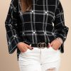 Donna EWOMAN - INTERFASHION SRL | Maglia Con Stampa A Quadri, Nera