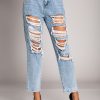 Donna B. STYLE | Jeans Dritti Strappati Volenta, Azzurro