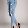 Donna B. STYLE | Jeans Mom Fit Con Strappi Cartura, Azzurro