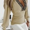 Donna NEO IMAGE | Top Con Stampa Geometrica, Beige