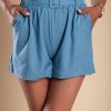 Donna OCHIRLY | Shorts Con Vita Alta, Elastico E Cintura, Blu