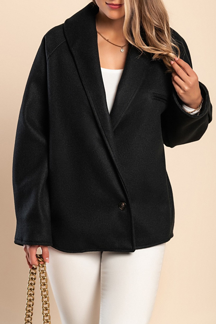 Donna PRONTO MODA ELENE | Cappotto Elegante E Ampio, Nero