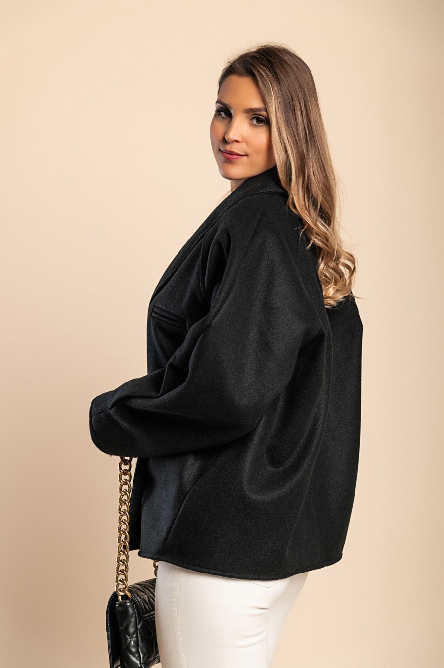 Donna PRONTO MODA ELENE | Cappotto Elegante E Ampio, Nero