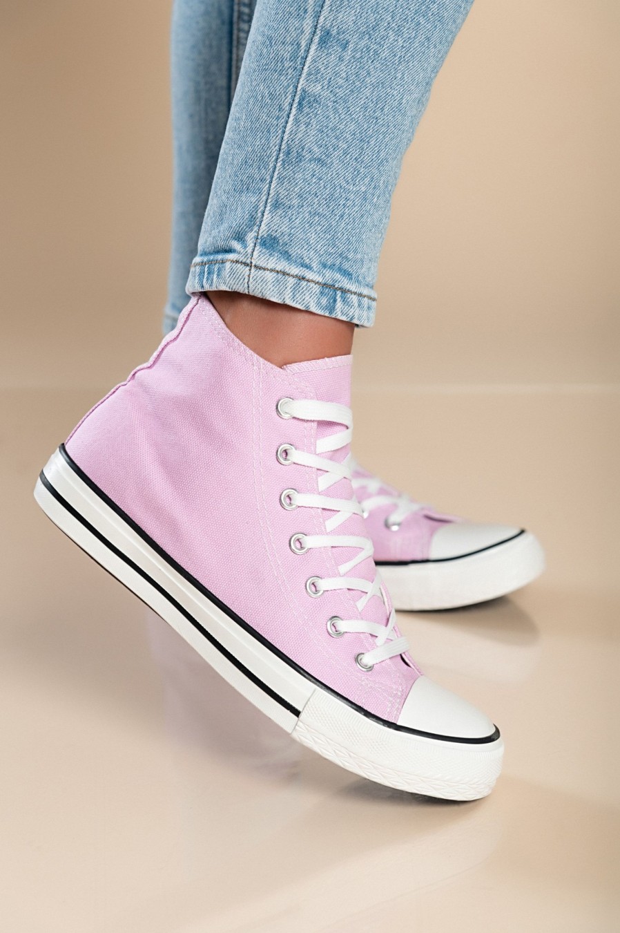 Scarpe E Accessori AMANDA INGROSSO CALZATURE | Sneaker Alta In Tessuto Alla Moda, Viola Chiaro