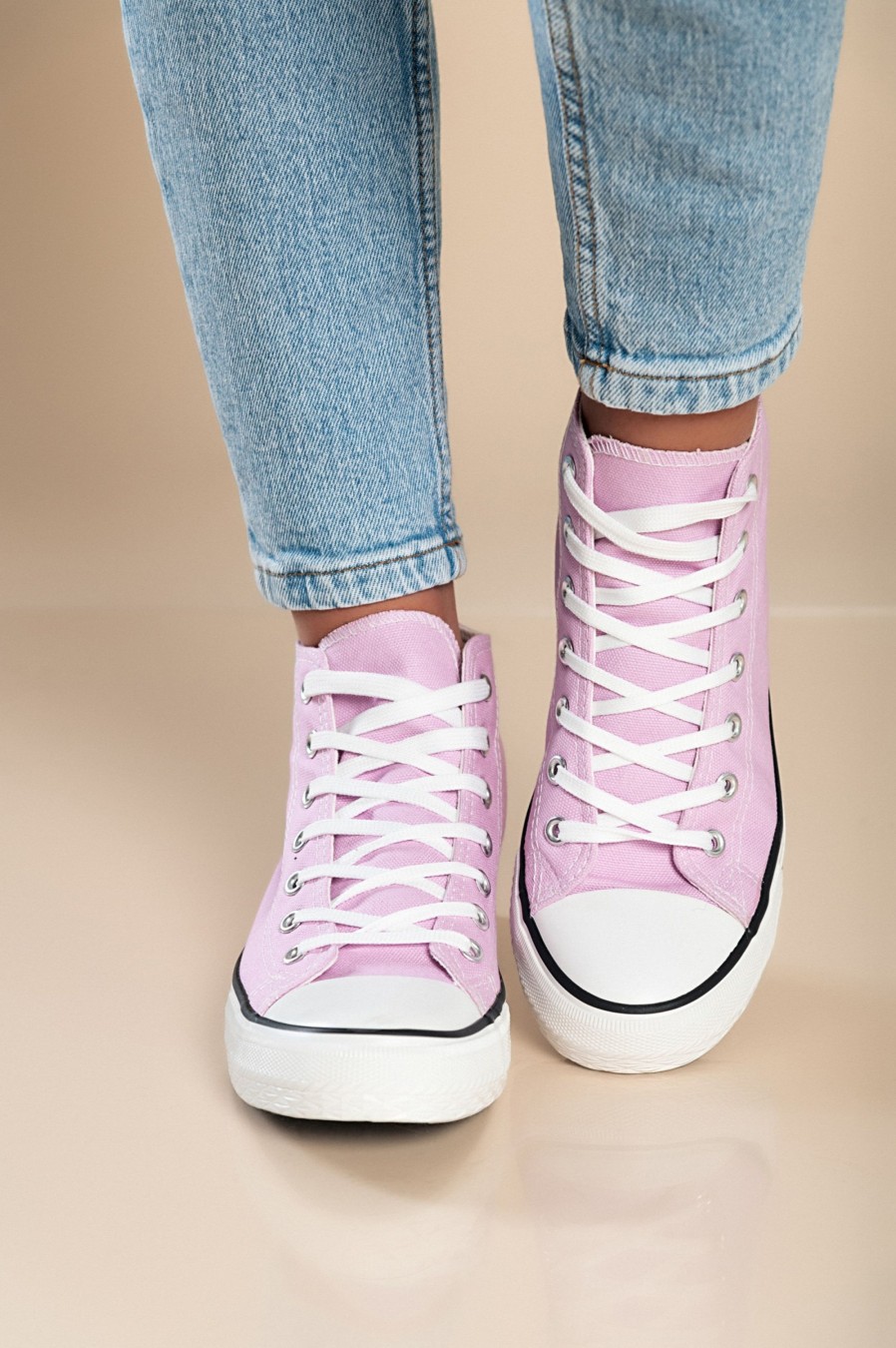 Scarpe E Accessori AMANDA INGROSSO CALZATURE | Sneaker Alta In Tessuto Alla Moda, Viola Chiaro