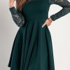 Donna NEO IMAGE | Abito Midi Aderente Con Pizzo, Verde