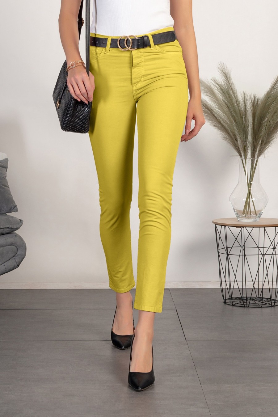 Donna CA.FRA.MA.s.r.l. | Pantaloni Modello Skinny In Cotone Ruesca, Giallo