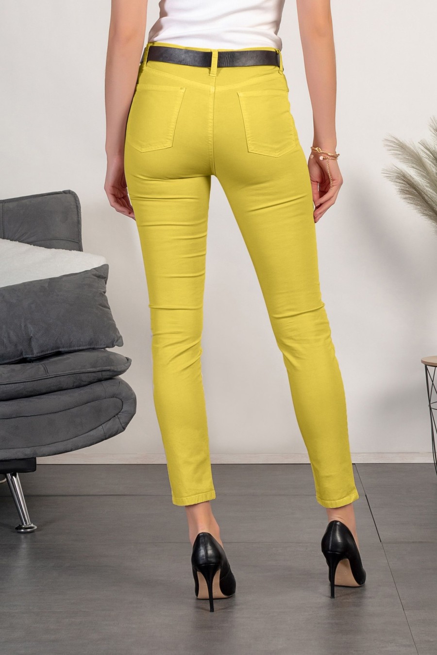 Donna CA.FRA.MA.s.r.l. | Pantaloni Modello Skinny In Cotone Ruesca, Giallo