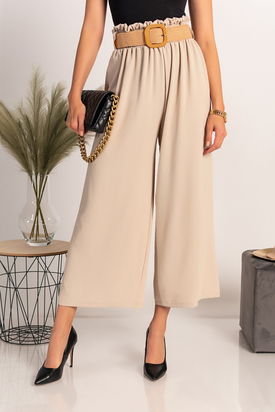 Donna PRONTO MODA ELENE | Pantaloni Lunghi Eleganti Cedona, Beige