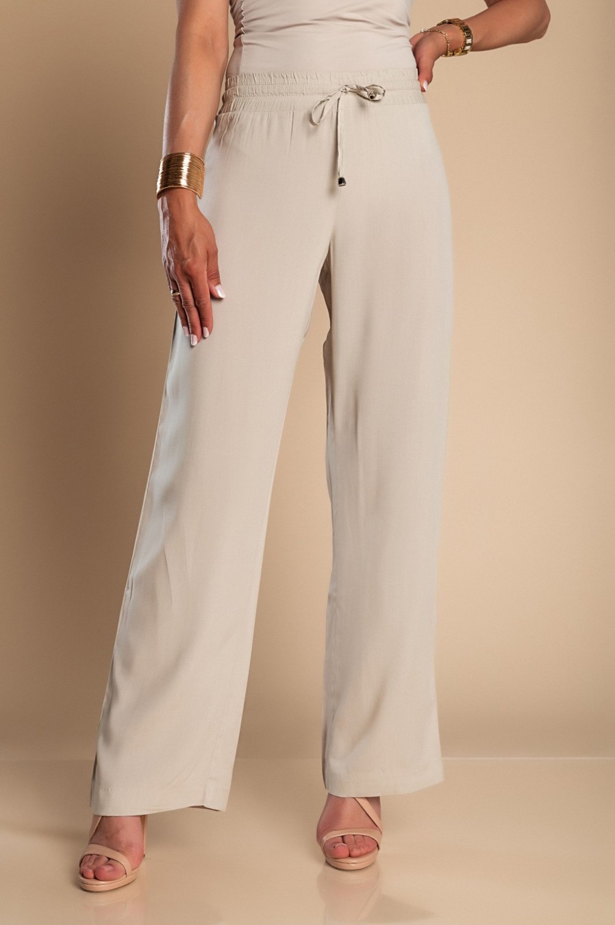 Donna CA.FRA.MA.s.r.l. | Pantaloni Eleganti Con Taglio Dritto Amarga, Grigio Chiaro