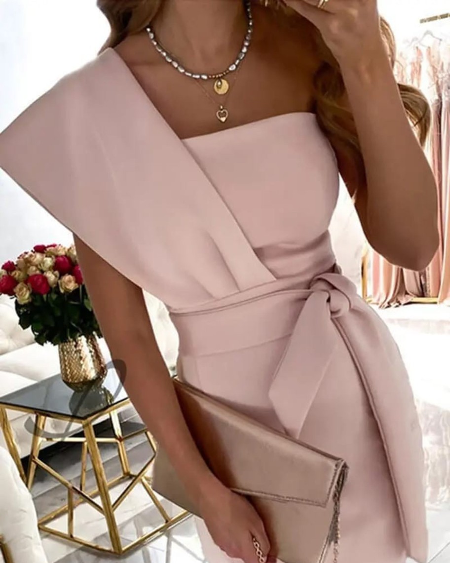 Donna NEO IMAGE | Abito Midi Elegante Triona, Rosa Chiaro