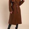 Donna MODA LC | Cappotto Elegante Con Dettagli In Ecopelle, Marrone