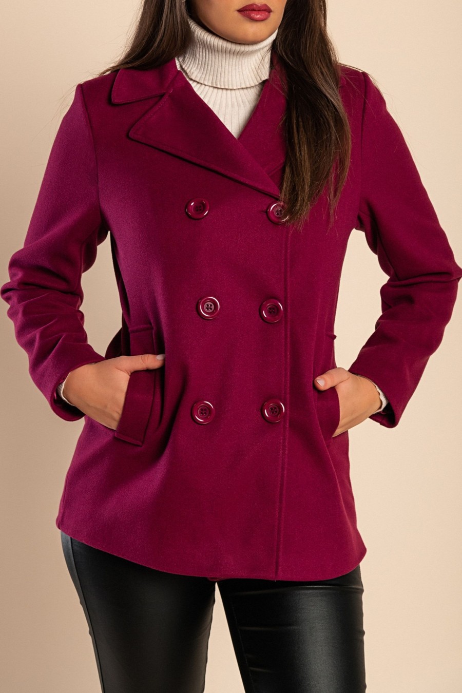 Donna PRONTO MODA ELENE | Cappotto Corto Elegante, Fucsia