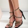 Scarpe E Accessori AMANDA INGROSSO CALZATURE | Sandali Con Tacco Alto Con Catene Decorative, Nero