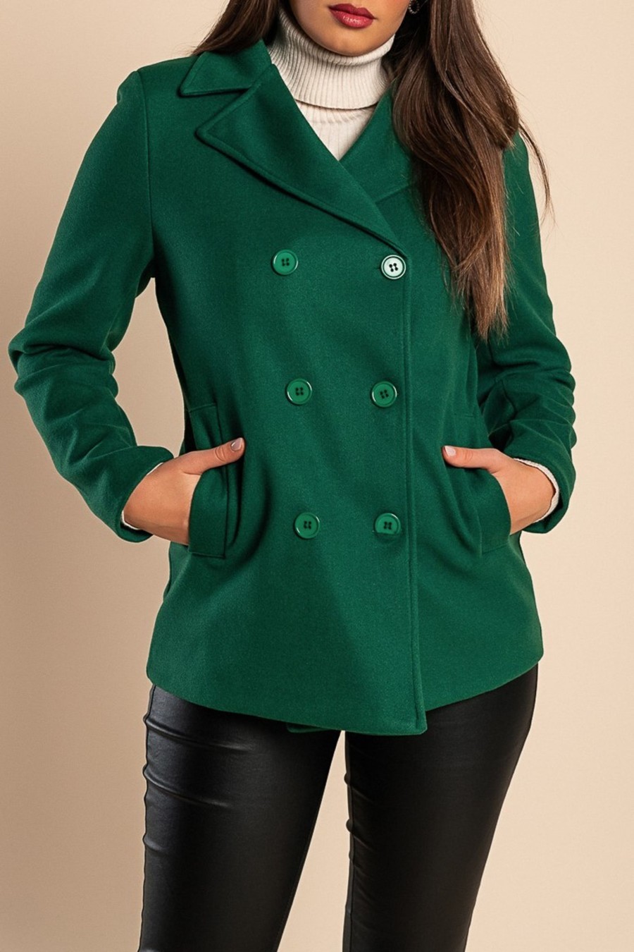 Donna PRONTO MODA ELENE | Cappotto Corto Elegante, Verde