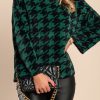 Donna EWOMAN - INTERFASHION SRL | Maglia Morbida Con Stampa Pepita, Verde