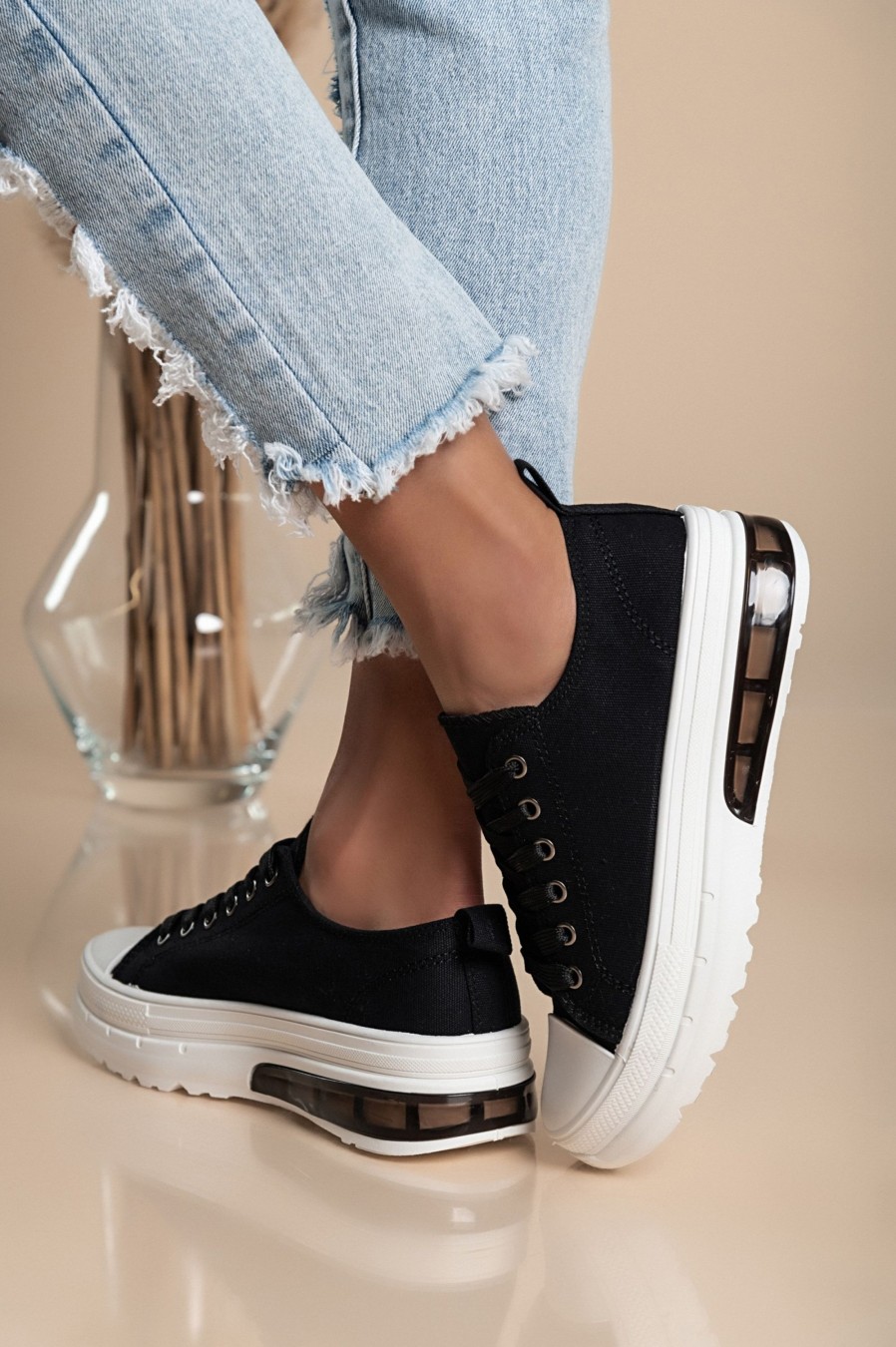 Scarpe E Accessori AMANDA INGROSSO CALZATURE | Sneakers Con Suola Rialzata, Colore Nero