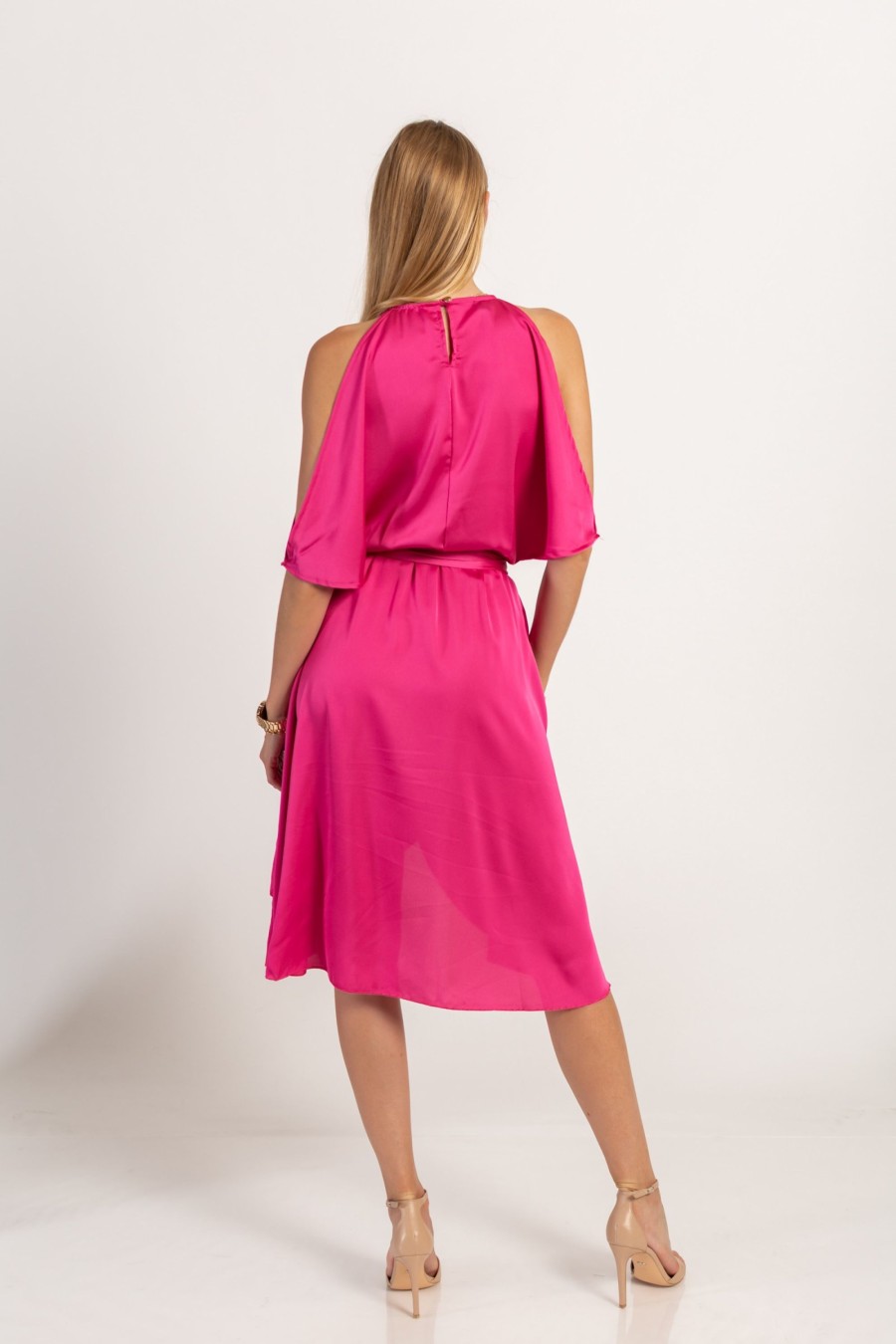 Donna NEO IMAGE | Elegante Abito Midi Con Cut-Out Thiena, Fucsia