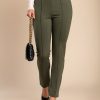 Donna PRONTO MODA ELENE | Pantaloni Eleganti Con Elastico In Vita, Color Kaki