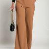 Donna PRONTO MODA ELENE | Pantaloni Lunghi Eleganti Con Cintura Solarina, Cammello