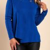 Donna EWOMAN - INTERFASHION SRL | Cardigan Lavorato A Maglia Con Cappuccio, Blu