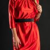 Donna PRONTO MODA ELENE | Mini Abito Elegante In Simil Raso, Rosso