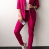 Donna NEO IMAGE | Tailleur Pantalone Tinta Unita Con Giacca Manica 3/4, Fucsia