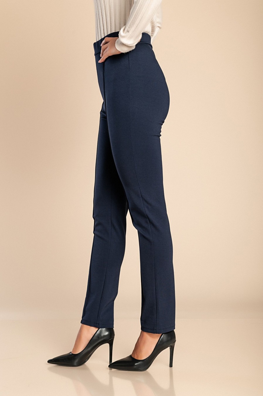 Donna PRONTO MODA ELENE | Pantaloni Eleganti Con Elastico In Vita, Colore Blu Scuro