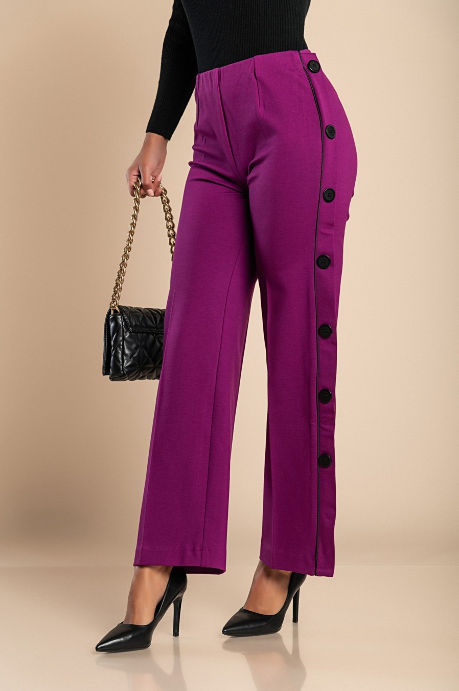 Donna CA.FRA.MA.s.r.l. | Pantalone Elegante Con Bottoni, Fucsia