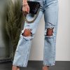 Donna J.S. DI PAN HAIHUI | Jeans Dritti Strappati Lumina, Azzurro