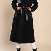 Donna MODA LC | Cappotto Elegante Con Dettagli In Ecopelle, Nero