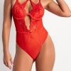 Donna Dear-lover | Intimo Intero Con Dettagli In Pizzo Boquete, Rosso