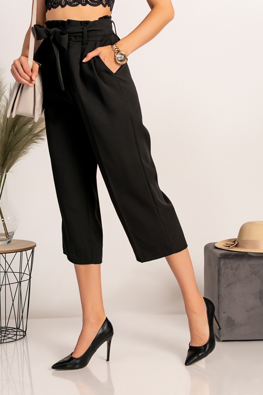 Donna PRONTO MODA ELENE | Eleganti Pantaloni 7/8 Jimenez, Neri