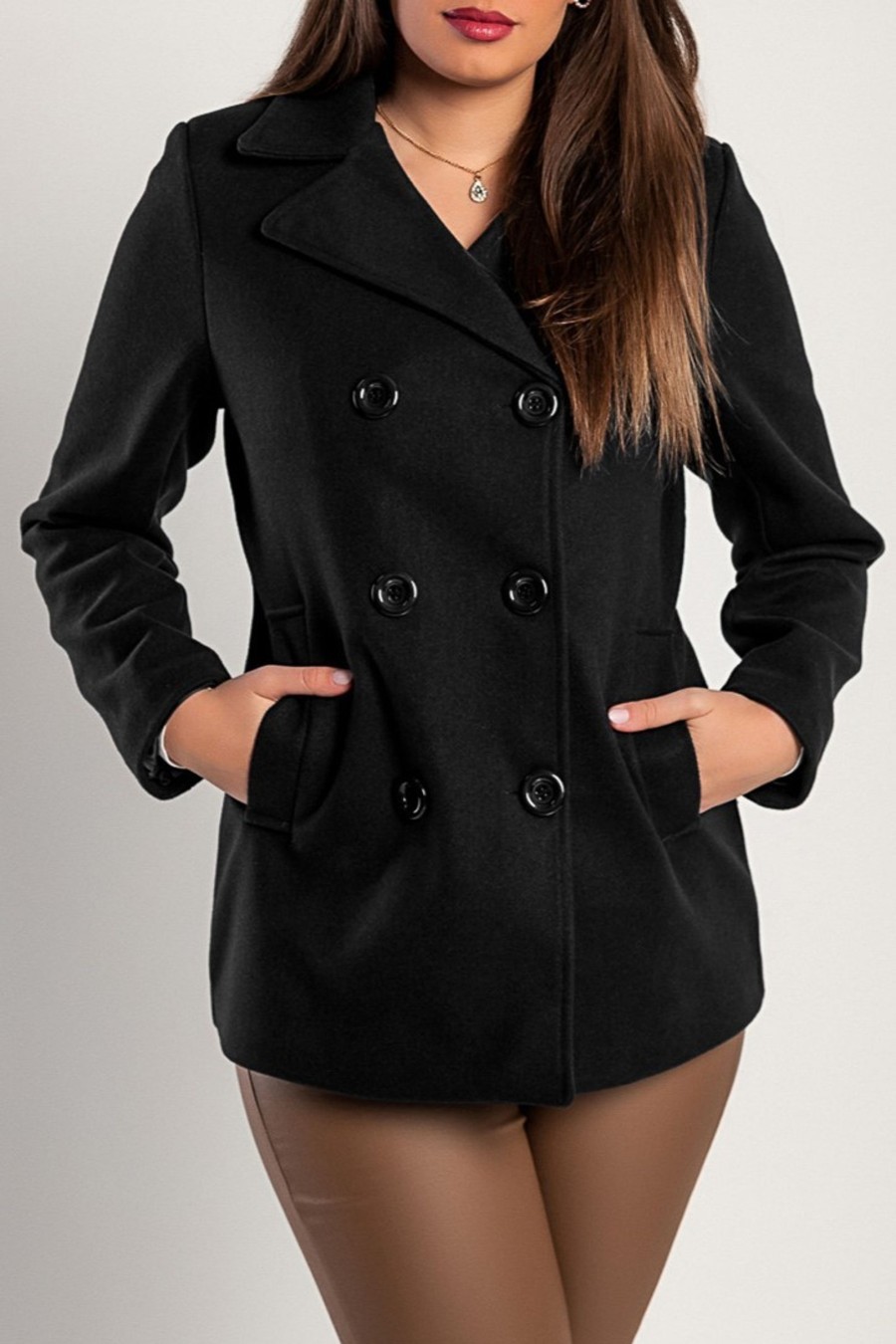 Donna PRONTO MODA ELENE | Cappotto Corto Elegante, Nero