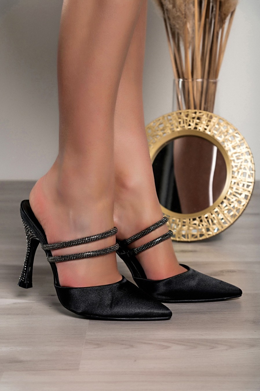 Scarpe E Accessori PATRIZIO ROMA | Scarpe Col Tacco Con Strass, Nero