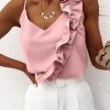 Donna PRONTO MODA ELENE | Top Con Volant, Rosa Chiaro