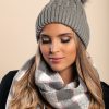 Donna FASHION STYLE SRLS (ANGELA) | Cappello Lavorato A Maglia Con Pompon In Pelliccia Sintetica, Grigio Scuro