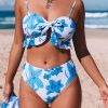 Donna Dear-lover | Costume Da Bagno Tre Pezzi Con Stampa Floreale, Azzurro