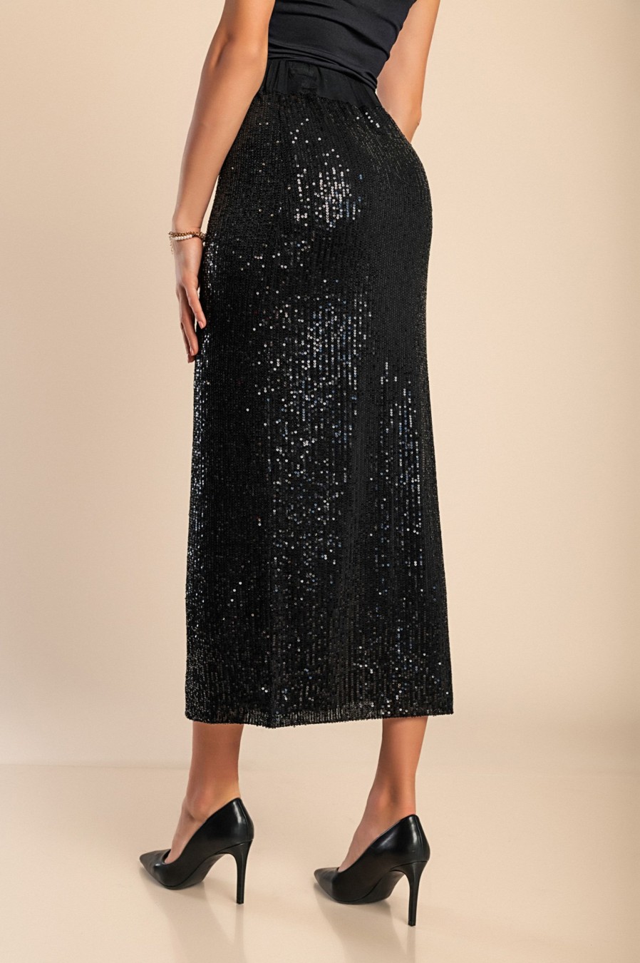 Donna NEO IMAGE | Gonna Midi Con Paillettes, Nera