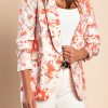 Donna PRONTO MODA ELENE | Blazer Lungo Con Collo Classico Turina, Rosso