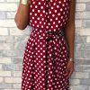 Donna NEO IMAGE | Abito Midi Con Stampa Pois Moulisha, Bordeaux