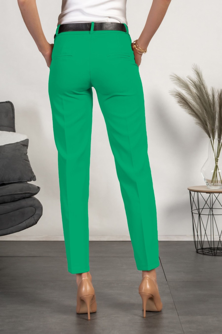 Donna PRONTO MODA ELENE | Pantaloni Eleganti Lunghi Con Pantalone Dritto Tordina, Verde