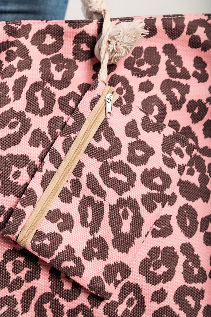 Donna OCHIRLY | Borsa Da Spiaggia Con Stampa Leopardata, Rosa Chiaro