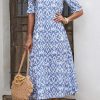 Donna Dear-lover | Maxi Abito Con Stampa Geometrica, Azzurro